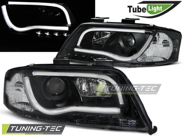LED Tagfahrlicht Design Scheinwerfer passend für Audi A6 4B 97-01 schwarz