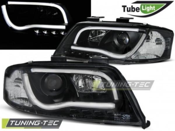 LED Tagfahrlicht Design Scheinwerfer passend für Audi A6 4B 01-04 schwarz