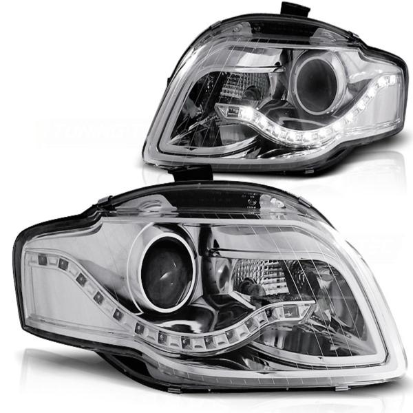 Scheinwerfer DRL LED Tagfahrlicht passend für Audi A4 B7 Bj. 04-08 Chrom