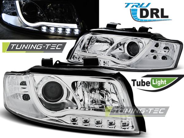 LED Tagfahrlicht Scheinwerfer passend für Audi A4 B6 00-04 chrom