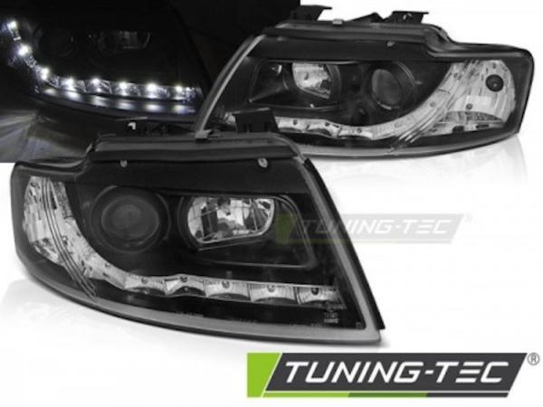 Scheinwerfer LED Tagfahrlicht Optik passend für Audi A4 B6 Cabrio 8H 02-06 Schwarz