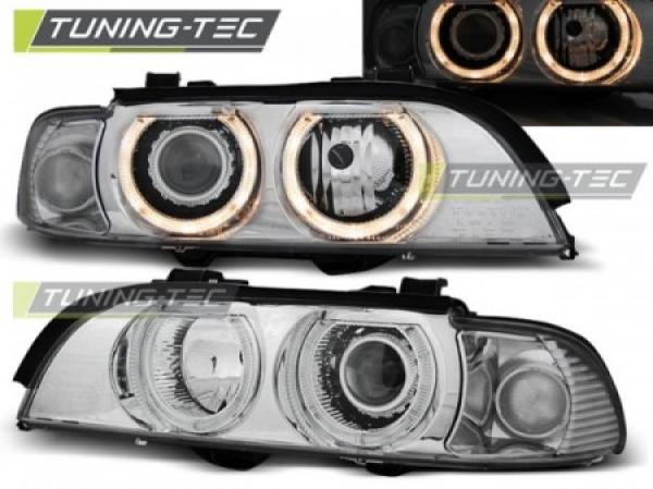 Xenon Scheinwerfer Angel Eyes passend für BMW 5er E39 Bj. 95-00 Chrom inkl. Xenon D2S Brenner
