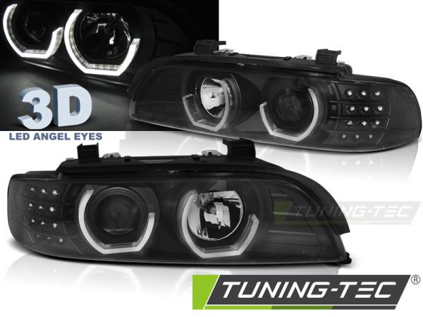 LED 3D Angel Eyes Scheinwerfer passend für BMW 5er E39 95-03 schwarz