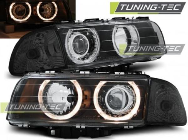 Scheinwerfer Angel Eyes passend für BMW 7er E38 Bj. 94-98 Schwarz