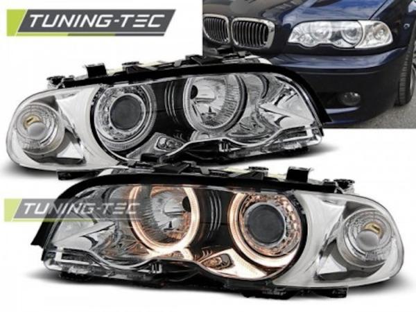 Scheinwerfer Angel Eyes passend für BMW 3er E46 Coupe Cabrio Bj. 99-03 Chrom