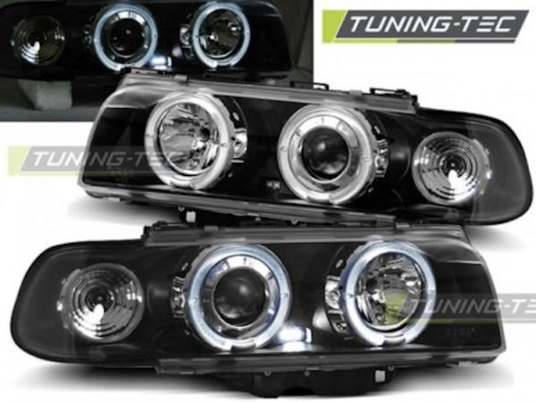 LED Angel Eyes Scheinwerfer passend für BMW 7er E38 94-98 schwarz