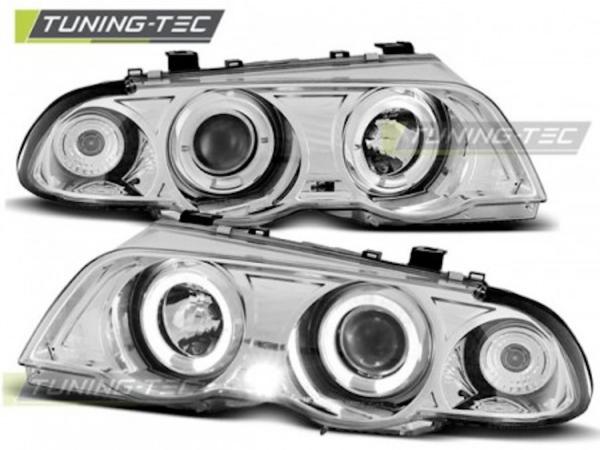 LED Angel Eyes Scheinwerfer passend für BMW 3er E46 98-01 chrom Set