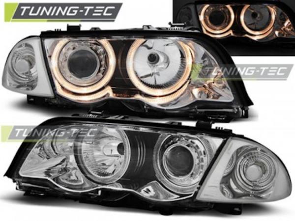 Scheinwerfer Angel Eyes passend für BMW 3er E46 Limo Touring Bj. 98-01 Chrom