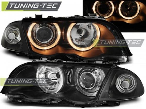 Scheinwerfer Angel Eyes passend für BMW 3er E46 Limo Touring Bj. 98-01 Schwarz