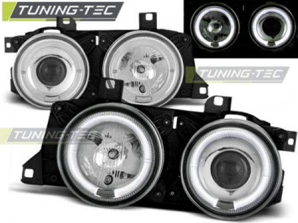 LED Angel Eyes Scheinwerfer passend für BMW 5er E34 /7er E32 86-95 chrom
