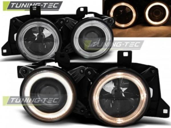 Scheinwerfer Angel Eyes passend für BMW 5er E34 7er E32 Bj. 86-95 Schwarz