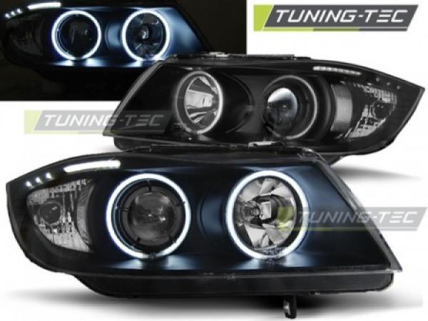 Scheinwerfer CCFL Angel Eyes passend für BMW 3er E90 E91 Bj. 05-08 Schwarz