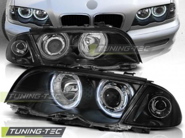 Scheinwerfer CCFL Angel Eyes passend für BMW 3er E46 Limo Touring Bj. 98-01 Schwarz