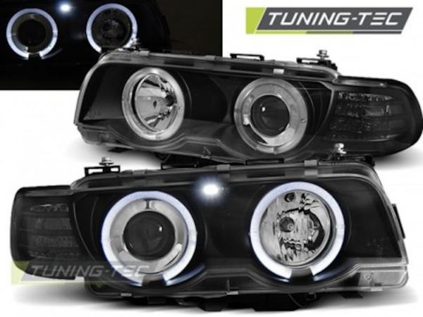 Scheinwerfer Angel Eyes passend für BMW 7er E38 Facelift Bj. 98-01 Schwarz