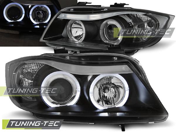 LED Angel Eyes Scheinwerfer passend für BMW 3er E90/E91 05-08 schwarz