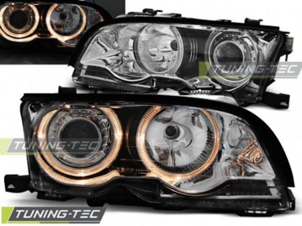 Scheinwerfer LED Angel Eyes passend für BMW 3er E46 Coupe Cabrio 01-03 Chrom