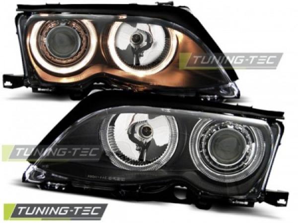 Scheinwerfer LED Angel Eyes passend für BMW 3er E46 Limo Touring Bj. 01-05 Schwarz