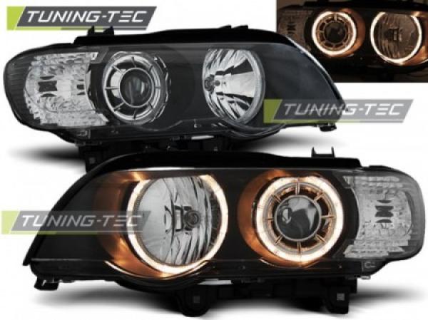 Xenon Scheinwerfer Angel Eyes passend für BMW X5 E53 Bj. 99-03 Schwarz