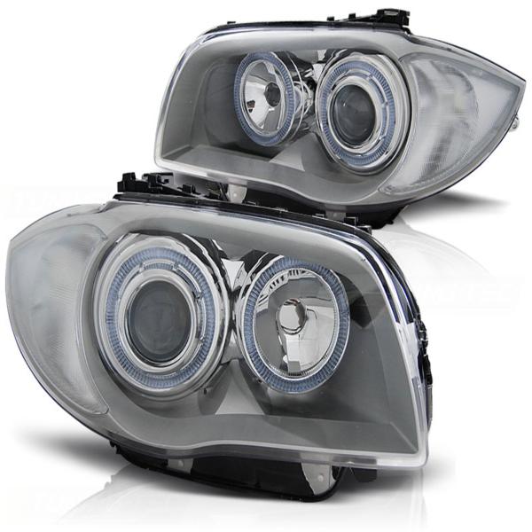 Design Angel Eyes Scheinwerfer passend für BMW 1er E81, E82, E87, E88 04-11 chrom