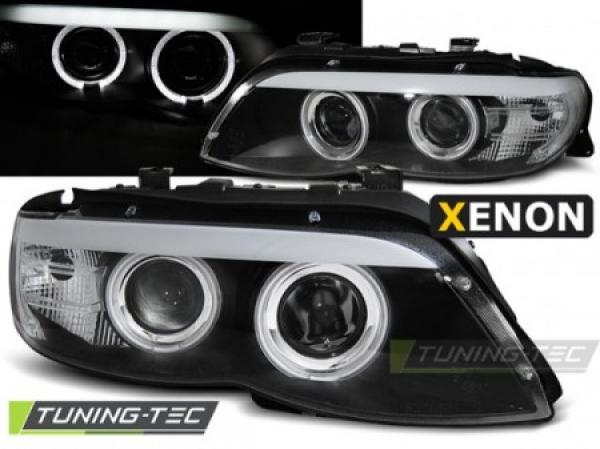 Xenon Scheinwerfer Angel Eyes passend für BMW X5 E53 Facelift Bj. 03-06 Schwarz