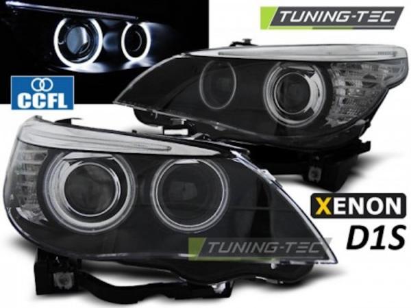 Xenon CCFL Angel Eyes Scheinwerfer passend für BMW 5er E60/E61 05-07 schwarz