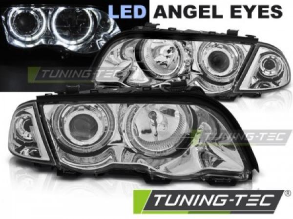Scheinwerfer LED Angel Eyes passend für BMW 3er E46 Limo Touring Bj. 98-01 Chrom
