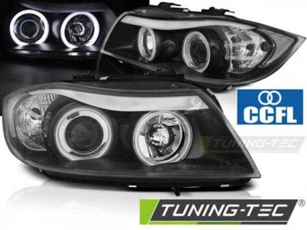 CCFL Angel Eyes Scheinwerfer passend für BMW 3er E90/E91 05-08 schwarz