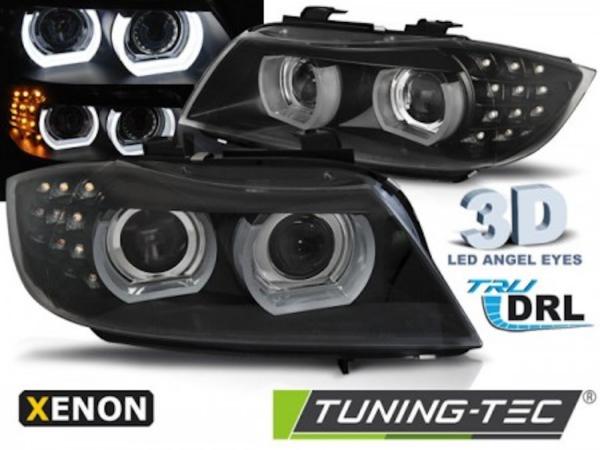 3D LED Tagfahrlicht Angel Eyes Scheinwerfer passend für BMW 3er E90/E91 LCI 09-11 Black