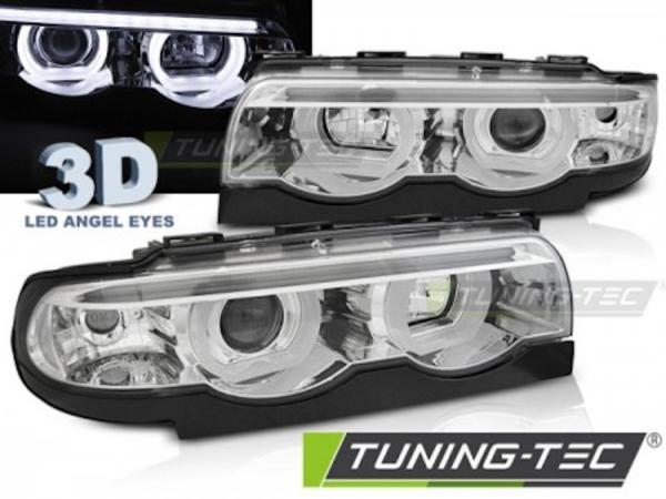 Scheinwerfer 3D Angel Eyes passend für BMW 7er E38 Bj. 94-01 Chrom