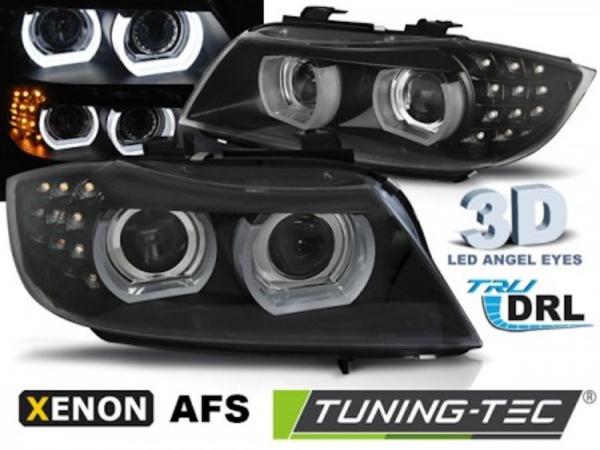 Xenon Scheinwerfer 3D Angel Eyes passend für BMW 3er E90 E91 LCI Bj. 09-12 Schwarz AFS