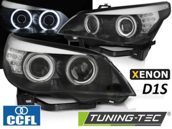 Xenon Scheinwerfer CCFL Angel Eyes passend für BMW 5er E60 E61 05-07 Schwarz LED Blinker