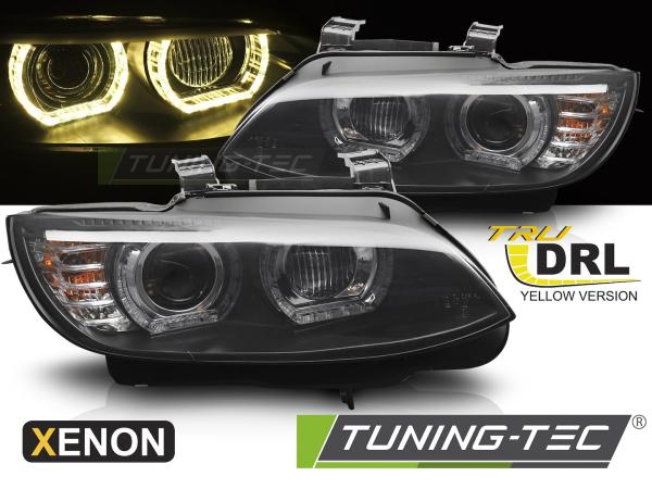 3D Xenon LED Tagfahrlicht Angel Eyes Scheinwerfer passend für BMW 3er Coupe/Cabrio E92/E93 06-10 schwarz