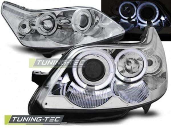 LED Angel Eyes Scheinwerfer passend für Citroen C4 04-10 chrom