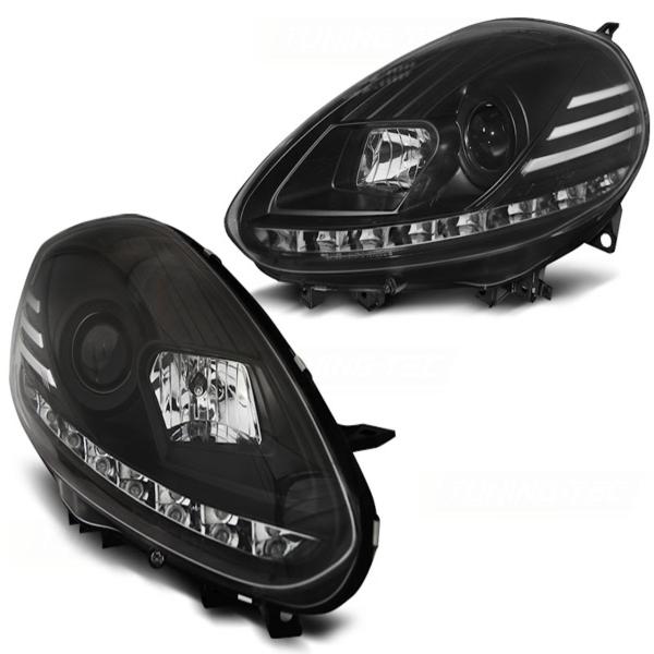 Scheinwerfer DRL LED Tagfahrlicht passend für Fiat Punto Evo Bj. 09-12 Schwarz