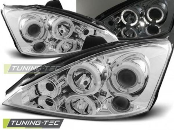 Scheinwerfer Angel Eyes passend für Ford Focus MK1 Bj. 98-01 Chrom