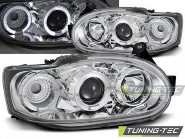 Scheinwerfer Angel Eyes passend für Ford Escort MK7 Bj. 95-00 Chrom