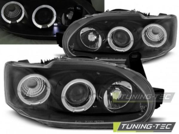 Scheinwerfer Angel Eyes passend für Ford Escort MK7 Bj. 95-00 Schwarz