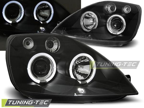 LED Angel Eyes Scheinwerfer passend für Ford Fiesta MK6 02-05 schwarz