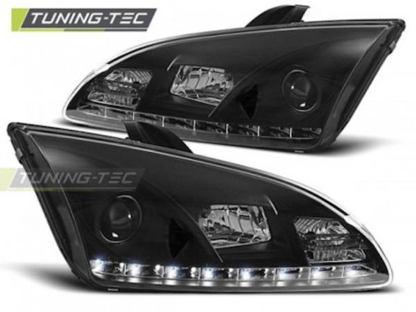 Scheinwerfer LED Tagfahrlicht Optik passend für Ford Focus 2 Bj. 04-08 Schwarz