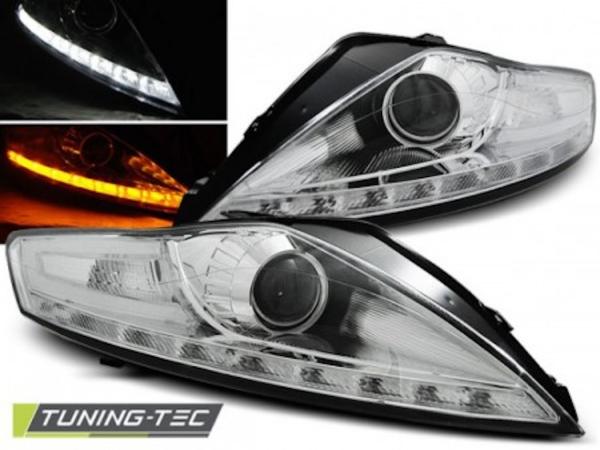 Scheinwerfer LED Tagfahrlicht Optik passend für Ford Mondeo MK4 07-10 Chrom LED Blinker