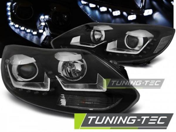 Scheinwerfer LED Tagfahrlicht Optik passend für Ford Focus 3 Bj. 11-14 Schwarz