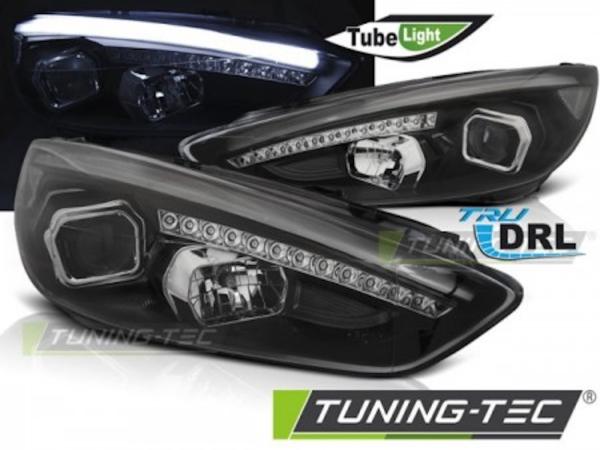 Scheinwerfer DRL LED Tagfahrlicht passend für Ford Focus 3 15-18 Schwarz + dynamische Blinker