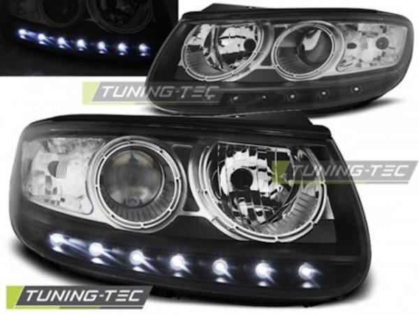 Scheinwerfer LED Tagfahrlicht Optik passend für Hyundai Santa Fe 2 Bj. 06-12 Schwarz