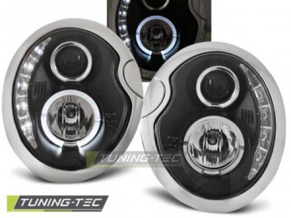 Scheinwerfer LED Tagfahrlicht Optik passend für Mini R50 R52 R53 Bj. 01-06 Schwarz