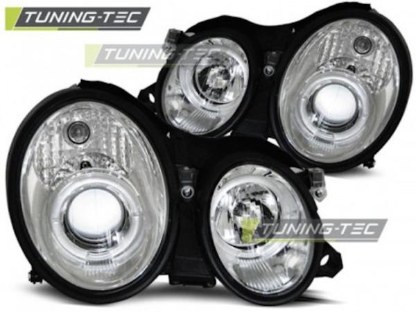 LED Angel Eyes Scheinwerfer passend für Mercedes Benz CLK W208 97-02 chrom