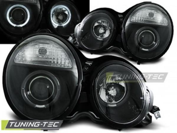 LED Angel Eyes Scheinwerfer passend für Mercedes Benz E-Klasse W210 95-99 schwarz