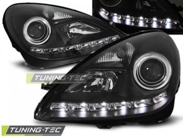 Scheinwerfer LED Tagfahrlicht Optik passend für Mercedes SLK R171 Bj. 04-11 Schwarz