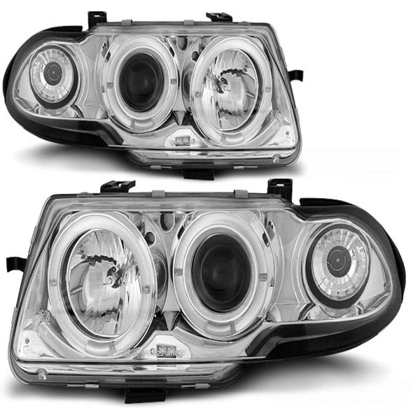 Scheinwerfer Angel Eyes passend für Opel Astra F Bj. 94-98 Chrom