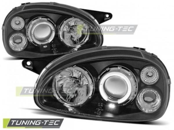 Scheinwerfer Angel Eyes passend für Opel Corsa B Bj. 93-00 Schwarz