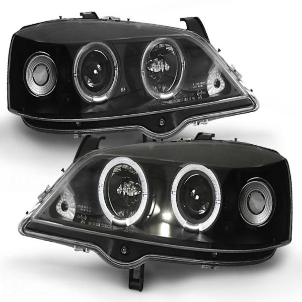 Scheinwerfer Angel Eyes passend für Opel Astra G Bj. 98-05 Schwarz
